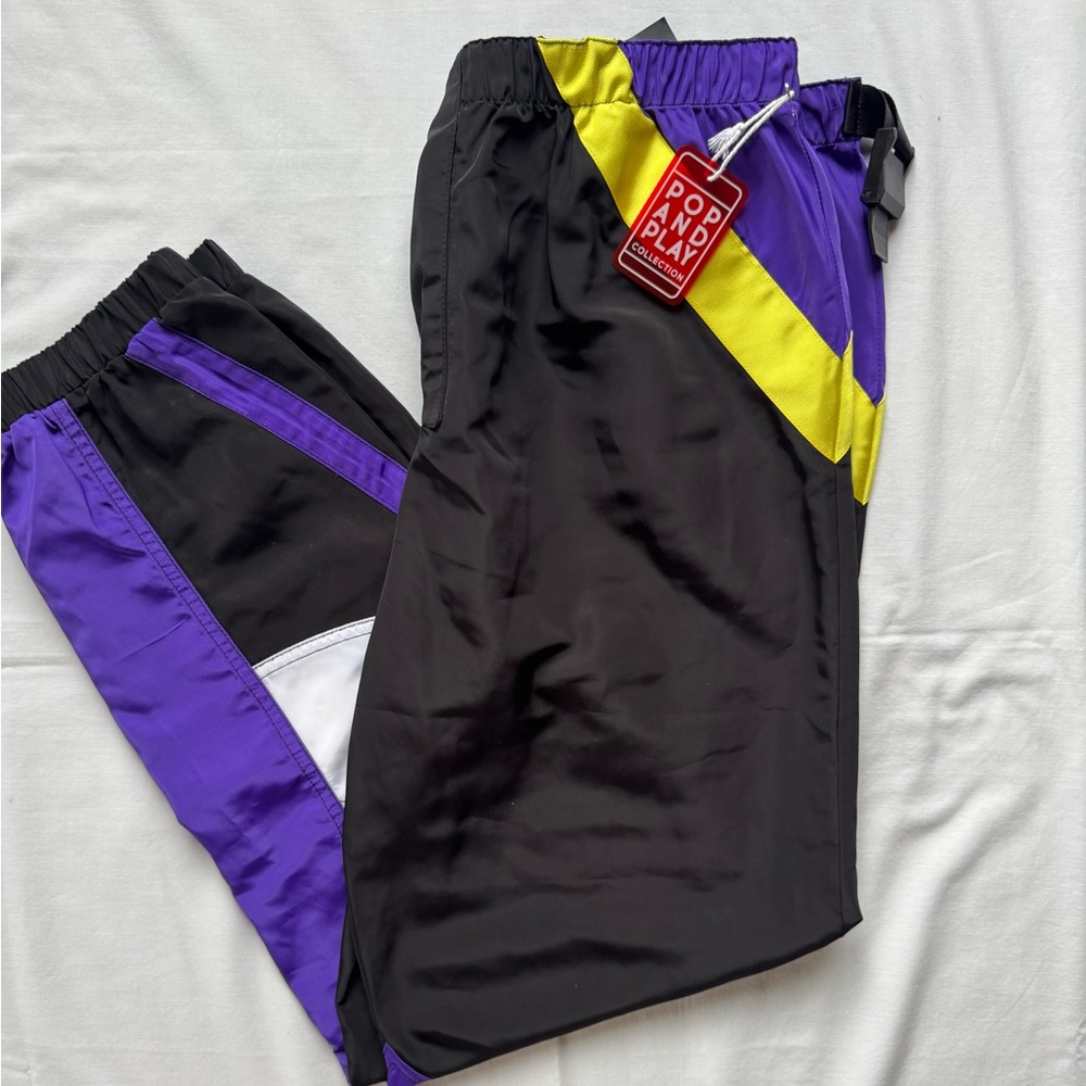 Black and Purple Track Pants w/ Gold